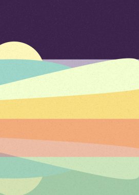 Geometrik peyzaj üretken sanat afişi çizimi