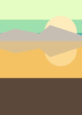 Geometrik peyzaj üretken sanat afişi çizimi