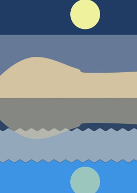 Geometrik peyzaj üretken sanat afişi çizimi