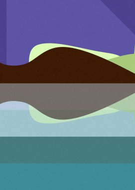 Geometrik peyzaj üretken sanat afişi çizimi