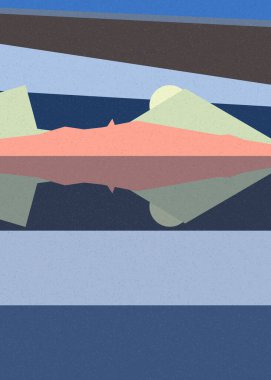 Geometrik peyzaj üretken sanat afişi çizimi