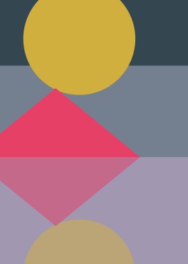 Geometrik peyzaj üretken sanat afişi çizimi