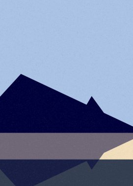 Geometrik peyzaj üretken sanat afişi çizimi