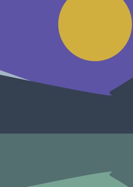 Geometrik peyzaj üretken sanat afişi çizimi