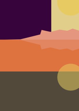 Geometrik peyzaj üretken sanat afişi çizimi