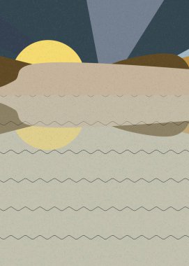 Geometrik peyzaj üretken sanat afişi çizimi