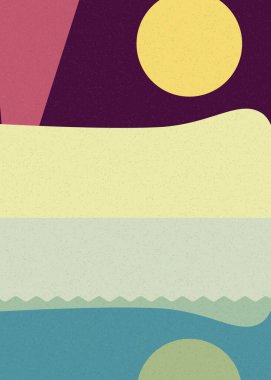 Geometrik peyzaj üretken sanat afişi çizimi