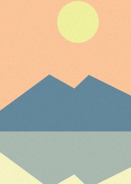 Geometrik peyzaj üretken sanat afişi çizimi