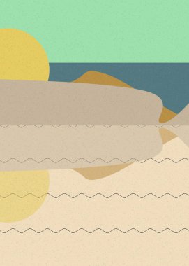 Geometrik peyzaj üretken sanat afişi çizimi