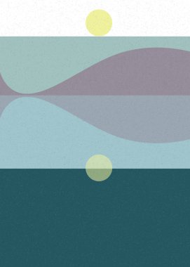 Geometrik peyzaj üretken sanat afişi çizimi