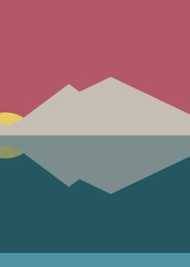 Geometrik peyzaj üretken sanat afişi çizimi