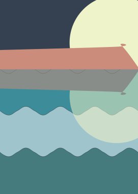 Geometrik peyzaj üretken sanat afişi çizimi