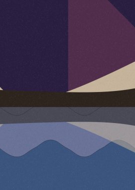 Geometrik peyzaj üretken sanat afişi çizimi