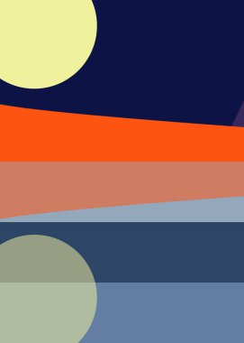 Geometrik peyzaj üretken sanat afişi çizimi