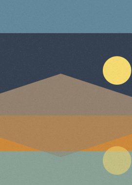 Geometrik peyzaj üretken sanat afişi çizimi