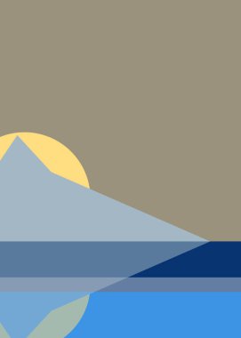 Geometrik peyzaj üretken sanat afişi çizimi