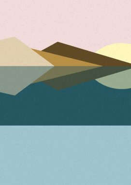 Geometrik peyzaj üretken sanat afişi çizimi