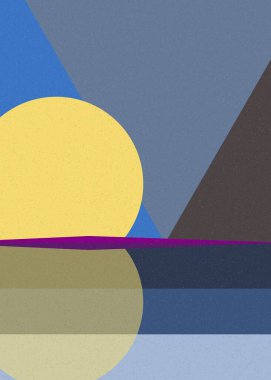 Geometrik peyzaj üretken sanat afişi çizimi