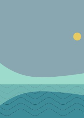 Geometrik peyzaj üretken sanat afişi çizimi