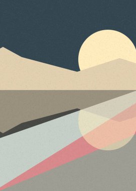 Geometrik peyzaj üretken sanat afişi çizimi