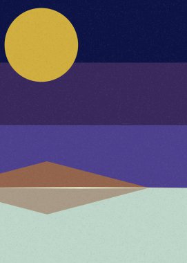 Geometrik peyzaj üretken sanat afişi çizimi