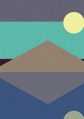 Geometrik peyzaj üretken sanat afişi çizimi