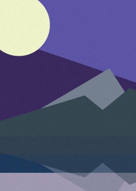 Geometrik peyzaj üretken sanat afişi çizimi