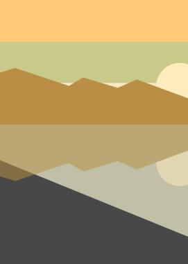 Geometrik peyzaj üretken sanat afişi çizimi