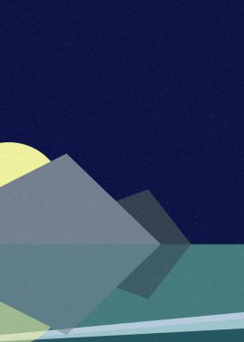 Geometrik peyzaj üretken sanat afişi çizimi