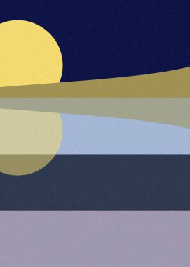 Geometrik peyzaj üretken sanat afişi çizimi