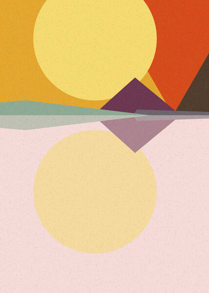 Geometric landscape generative art poster illustration