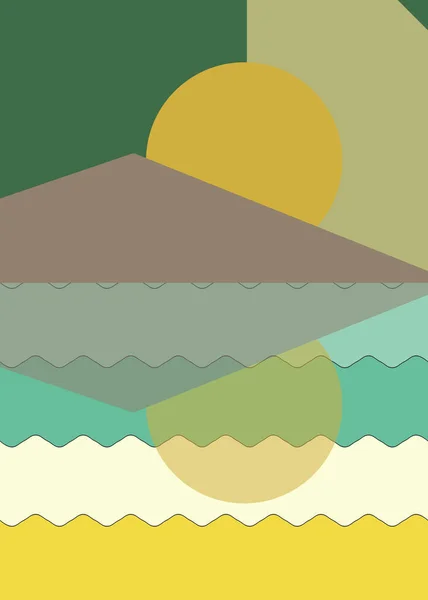 Geometrische Landschaft Generative Kunst Plakatillustration — Stockvektor