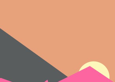 Geometrik peyzaj üretken sanat afişi çizimi