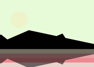 Geometrik peyzaj üretken sanat afişi çizimi