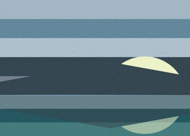 Geometrik peyzaj üretken sanat afişi çizimi