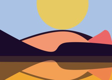 Geometrik peyzaj üretken sanat afişi çizimi