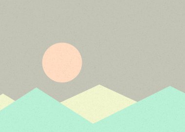 Geometrik peyzaj üretken sanat afişi çizimi