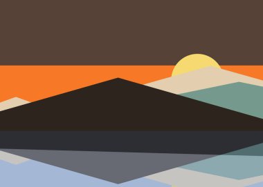 Geometrik peyzaj üretken sanat afişi çizimi
