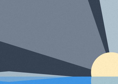 Geometrik peyzaj üretken sanat afişi çizimi