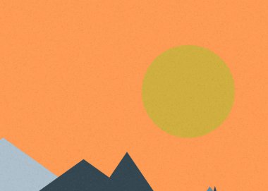 Geometrik peyzaj üretken sanat afişi çizimi