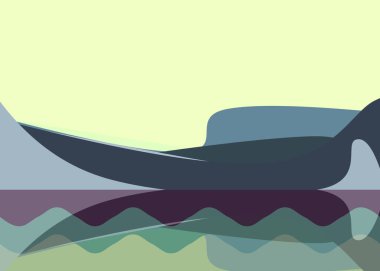 Geometrik peyzaj üretken sanat afişi çizimi