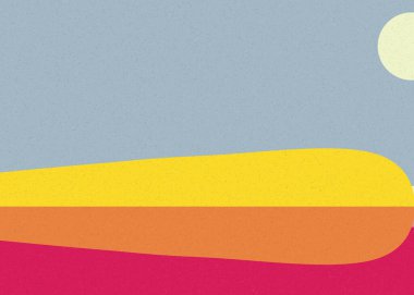 Geometrik peyzaj üretken sanat afişi çizimi