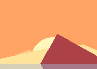 Geometrik peyzaj üretken sanat afişi çizimi