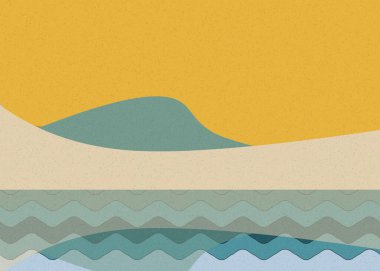 Geometrik peyzaj üretken sanat afişi çizimi