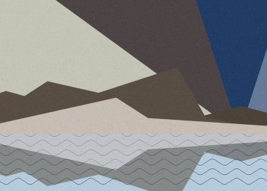 Geometrik peyzaj üretken sanat afişi çizimi