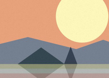 Geometrik peyzaj üretken sanat afişi çizimi