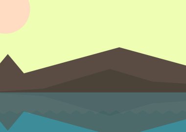 Geometrik peyzaj üretken sanat afişi çizimi