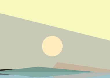 Geometrik peyzaj üretken sanat afişi çizimi