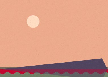 Geometrik peyzaj üretken sanat afişi çizimi