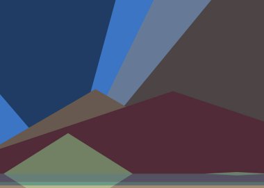 Geometrik peyzaj üretken sanat afişi çizimi